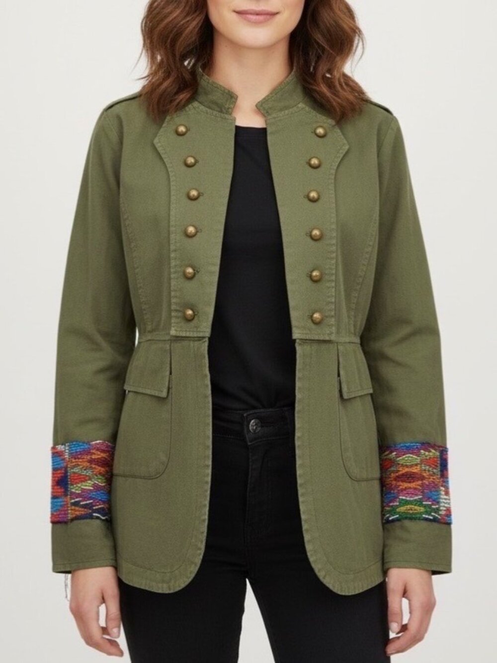 RARE Jen's Pirate Booty Embroidered Military Jacket XS| Boho Coastal Cowgirl 70s - Picture 14 of 16